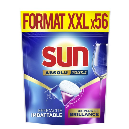 SUN Tablettes Lave-Vaisselle 4X Plus de Brillance Absolu Tout En 1 - Sac X56