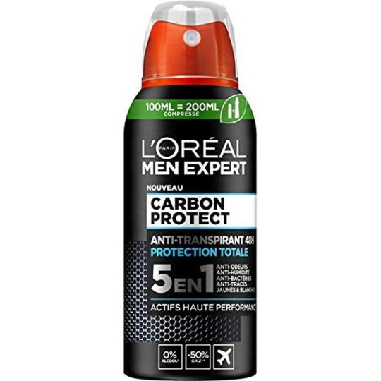 L'Oréal Paris Men Expert - Carbon Protect Déodorant Spray Compressé 5-en-1 - 100 ml (200 ml compressés)