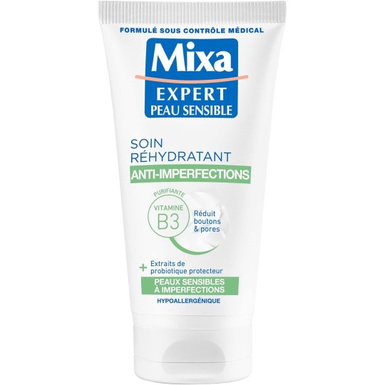 Mixa Expert Peau Sensible - Soin Très Hydratant Anti-Imperfections 2 en 1 - 50 ml