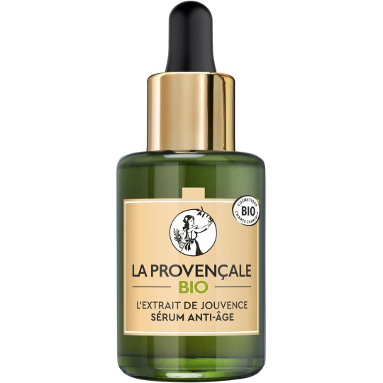 La Provençale Bio – L’Extrait de Jouvence Sérum Anti-Âge – Acide hyaluronique et Huile, Pulpe d’Olive Bio & Feuilles d’Olivier