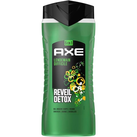 Axe Gel Douche Homme 5 en 1 Lendemain Difficile, Parfum d'Agrumes, 24H Hydratant, 87% d'Ingrédients d'Origine Naturelle - 400ml