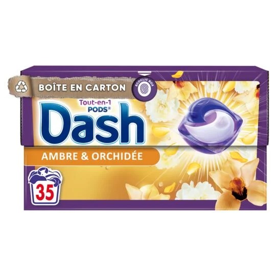 Dash Lessive Capsule Ambre and Orchidee Tout-en-1 Pods X35