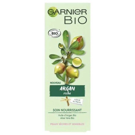 Garnier Bio Soin Visage Nourrissant Argan - Peau Sèche - 50ml