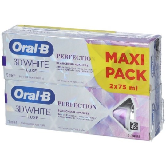 Oral-B Dentifrice 3D White Luxe Perfection Blancheur Avancée (2x75ml) - 150ml