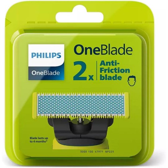 Philips OneBlade Pack 2 Recharges Lame De Rasoir Anti-Friction