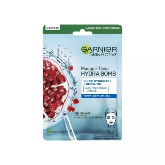Garnier Masque Tissu Visage SkinActive HydraBomb Grenade Hydratant & Repulpant