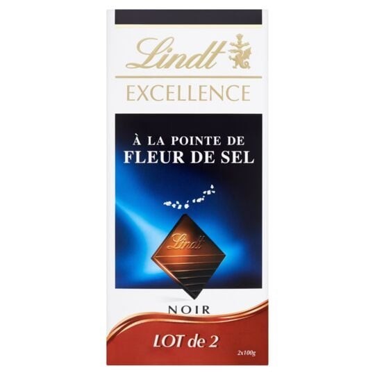 Lindt Excellence Chocolat Noir à la Pointe de Fleur de Sel 2 Tablettes (2x100g) 200g