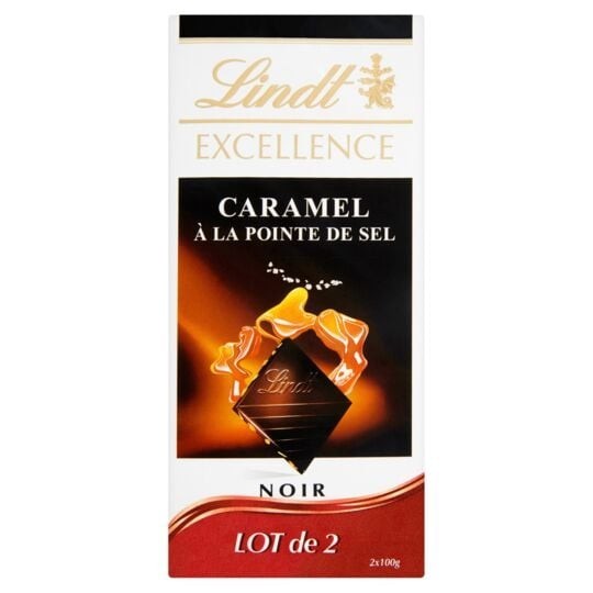 Lindt Excellence Chocolat Noir Caramel à la Pointe de Sel 2 Tablettes (2x100g) 200g