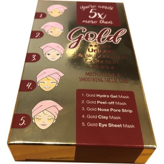 Gold Mask Masque Tissu d'Or à l'argile Gel Hydro Bande de pores de nez 5 pièces