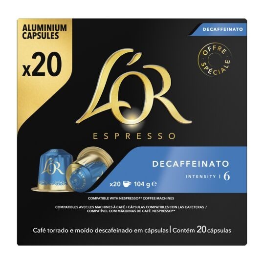 L'Or Decaffeinato Capsules Café Intensité 6 Compatibles Nespresso - X20