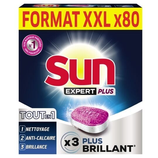 SUN Tablette Lave-Vaisselle Plus Brillant Expert Plus Tout En 1 - Carton X80