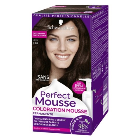 Schwarzkopf Perfect Mousse Coloration Cheveux Mousse Permanente sans Ammoniaque Choco Brownie 365
