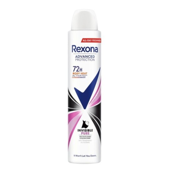 Rexona Invisible Pure Déodorant Spray Femme Anti-Transpirant - Protection 72h - 200ml