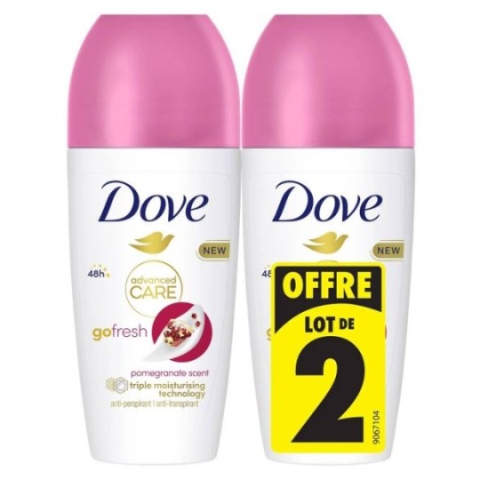 Dove Déodorants Bille Advanced Care Go Fresh Lot de 2 Sticks Anti-Transpirant Grenade (2x50ml)