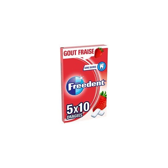 Freedent White Chewing-gum goût Fraise sans sucres 5x10 dragées 70g