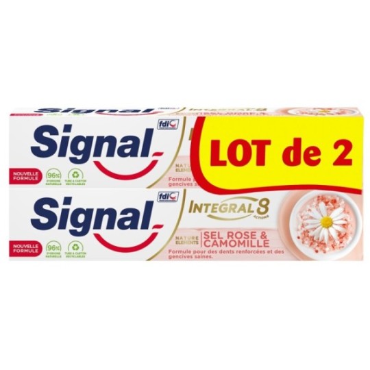 Signal Dentifrice Integral 8 Nature Eléments Sel Rose et Camomille (2x75ml)