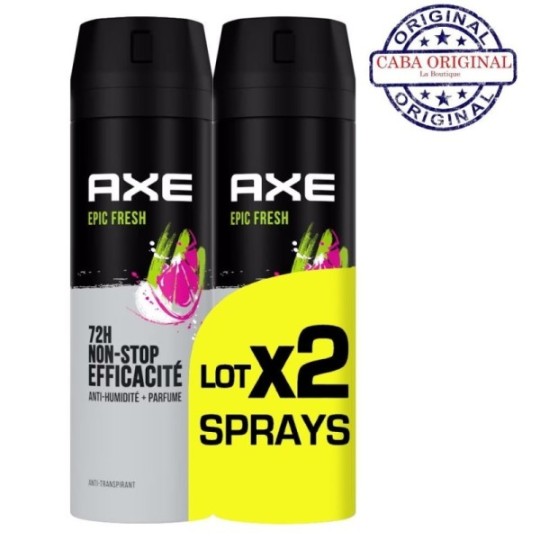 Axe Déodorant Spray Epic Fresh Lot de 2 - 72h anti-transpirant 2x200ml