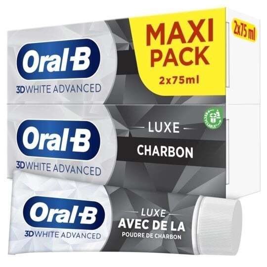 Oral-B 3d White Advanced Luxe Dentifrice Charbon - 2x75ml
