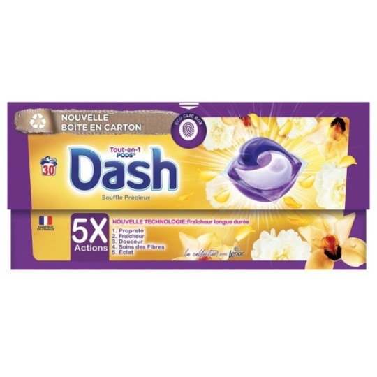 Dash Lessive Capsule Tout-en-1 Ambre et Orchidée X30