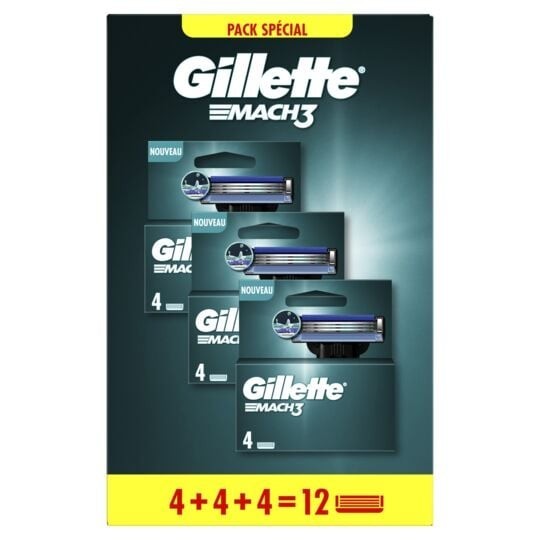Gillette Mach3 Lames de Rasoir - Pack de 12 Recharges
