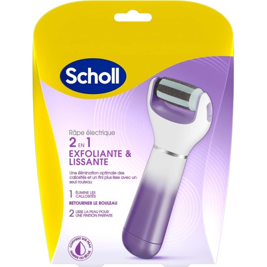 Scholl Râpe Pieds Electrique Velours Rouleau Exfoliant et Lissant et Piles Incluses