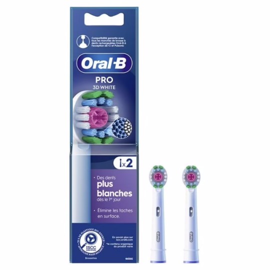 Oral-B 3D White Pro رؤوس فرشاة كهربائية بديلة - 2 قطعة