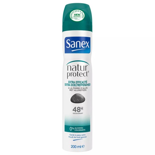 Sanex Déodorant Spray Natur Protect 48h Extra-Efficacité à la Pierre d'alun 200ml
