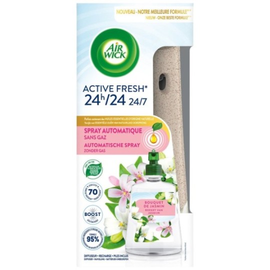 Air Wick Active Fresh Désodorisant Automatique Sans Gaz Bouquet de Jasmin 228ml