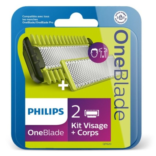 Philips Oneblade Recharge Lame pour Rasoir  Visage et Corps X2