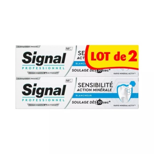 Signal Dentifrice Professionnel Blancheur Sensibilité Action Minérale (2x75ml)