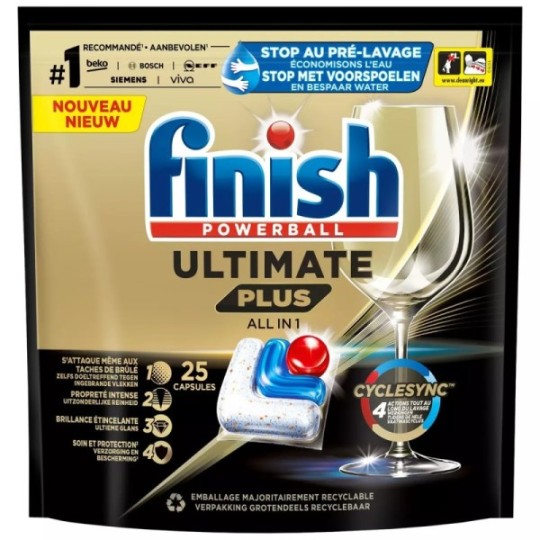 Finish Ultimate Plus Tout en 1 Capsules lave-vaisselle X25