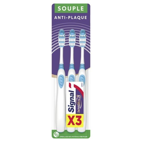Signal Soin Complet Integral 8 Brosse à Dents Souple - Anti Plaque - 3 Unités