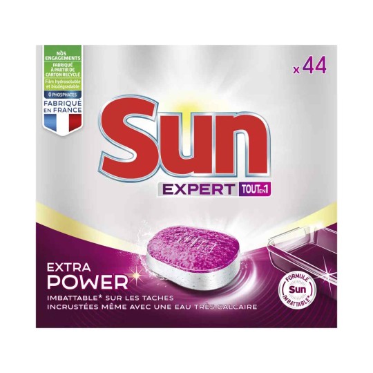 SUN Tablettes Lave-Vaisselle Tout-en-1 Expert Extra Power - Carton X44