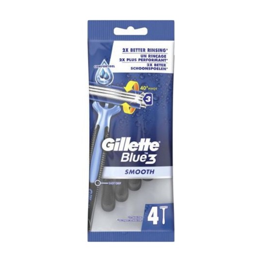 Gillette Blue 3 Smooth Rasoirs Jetables Homme - 4 Pièces