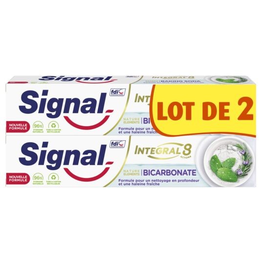 Signal Dentifrice Intégral 8 Nature Elément au Bicarbonate 2X75ml
