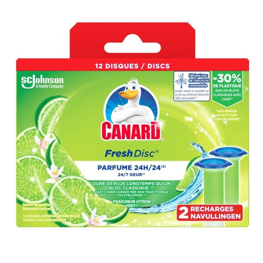 Canard Fresh Disc Bloc Wc - Citron Vert - Lot de 2 Recharges de 6 Disques (12 Disques)