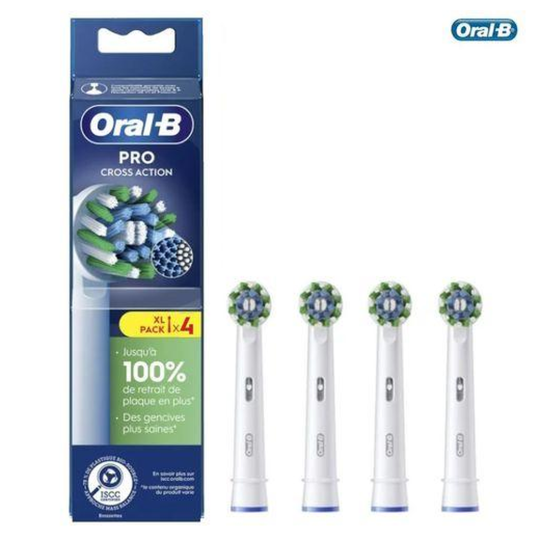 Oral-B Pro Cross Action Brossettes de Recharge pour Brosse à Dents Électrique - Lot de 4