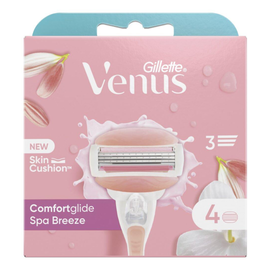 Gillette Venus Comfortglide Recharges pour Rasoir Femme - 3 Lames - Parfum Thé Blanc - X4