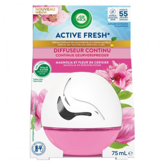 Airwick Active Fresh Diffuseur Continu Désodorisant - Magnolia et Fleur de Cerisier - 75ml