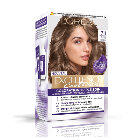L'Oréal Paris Excellence Cool Crème Coloration Permanente Cheveux - 7.11 Blond Ultra Cendré