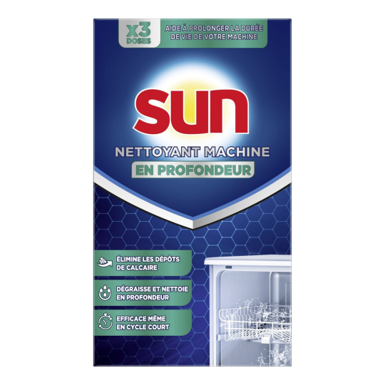 Sun Sel Nettoyant Machine Lave-Vaisselle en Profondeur - Boîte de 120g (3 Doses)