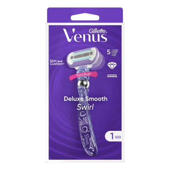 Gillette Venus Deluxe Smooth Swirl Rasoir Femme - 1 Manche + 1 Recharge (5 Lames)