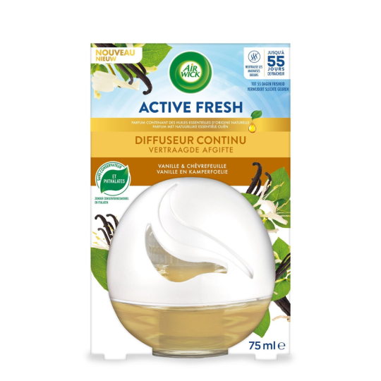 Air Wick Active Fresh Diffuseur Continu Désodorisant - Vanille et Chèvrefeuille - 75ml