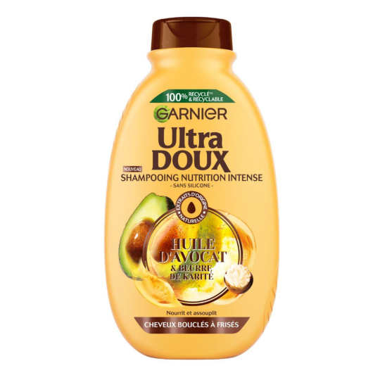 Garnier Ultra Doux Shampoing Avocat et Beurre de Karité - Cheveux Très Secs ou Frisés - 300ml