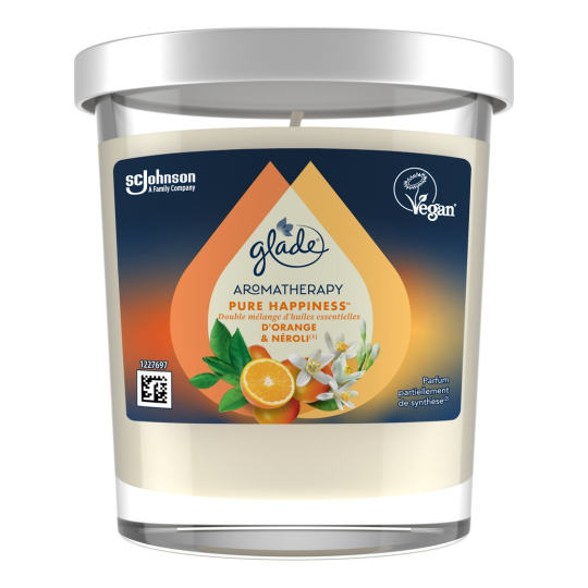 Glade Aromatherapy Bougie Parfumée - Orange et Néroli - Pure Happiness™ - 1x190g