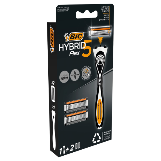 Bic Hybrid Flex 5 Rasoir Homme + 2 Recharges