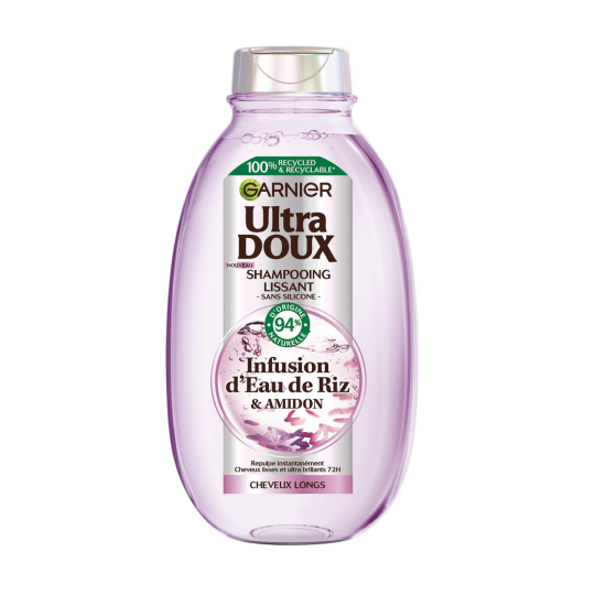 Garnier Ultra Doux Shampooing Lissant Infusion Eau de Riz & Amidon - Cheveux Longs - 250ml