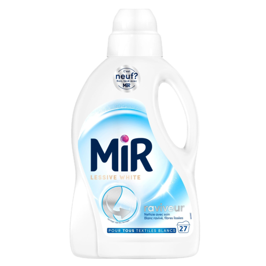 Mir White Lessive Liquide Raviveur de Blanc - Textiles Blancs - 1.35l
