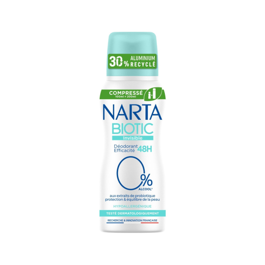 Narta Biotic Invisible Deodorant - 48h Protection - 100ml