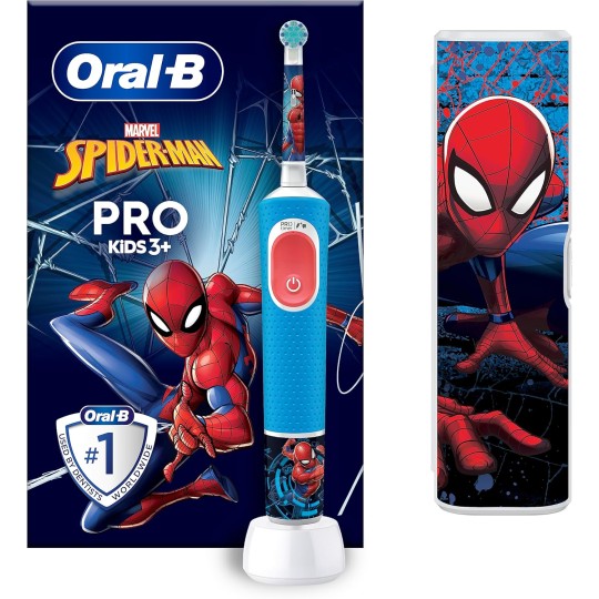 Oral-B Pro Kids Brosse à Dents Électrique Enfant, Spider-Man Marvel, Brossette Ronde Pour Petites Bouches Et Douce Pour Des